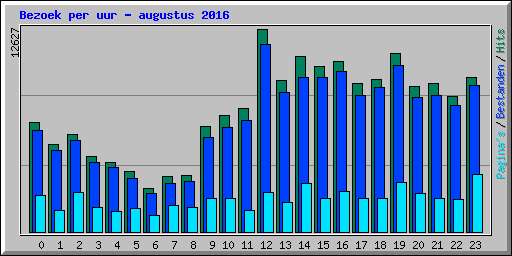 Bezoek per uur - augustus 2016