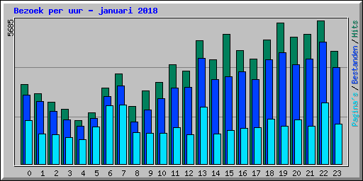 Bezoek per uur - januari 2018