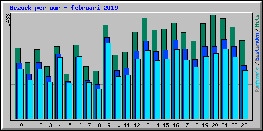 Bezoek per uur - februari 2019