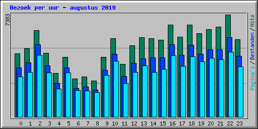 Bezoek per uur - augustus 2019