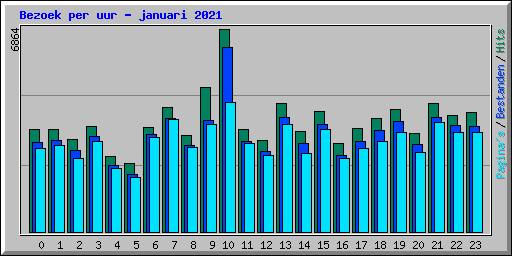 Bezoek per uur - januari 2021