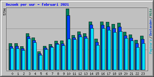 Bezoek per uur - februari 2021